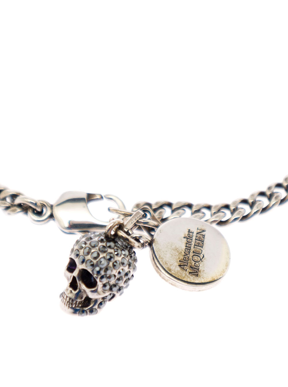 Alexander Mcqueen Womans Pave Skull Brass Bracelet Metallic