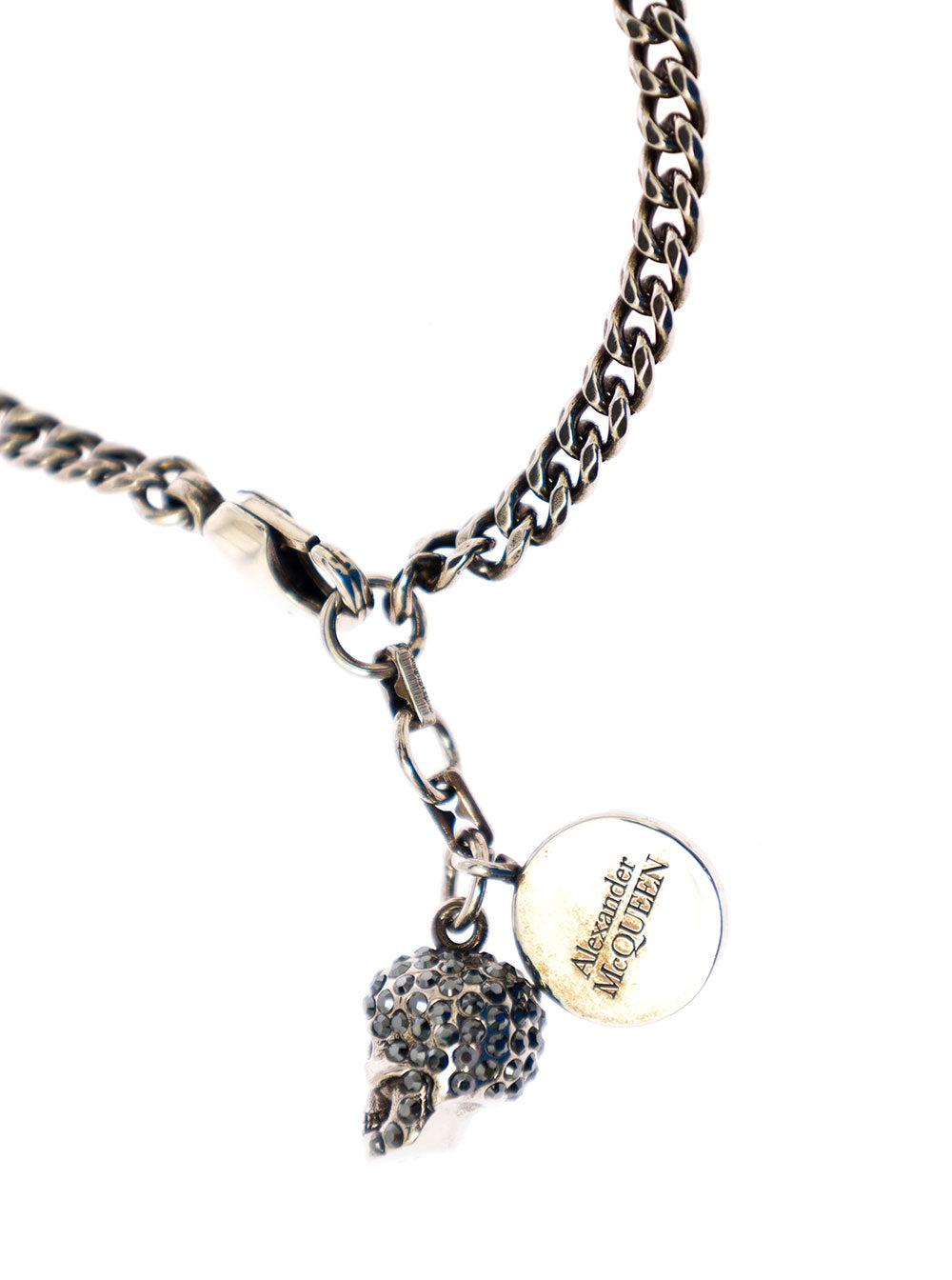 Alexander Mcqueen Womans Pave Skull Brass Bracelet Metallic