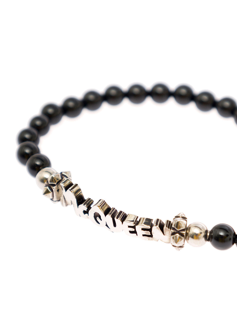 Alexander Mcqueen Mans Black Polished Brass Bracelet With Logo