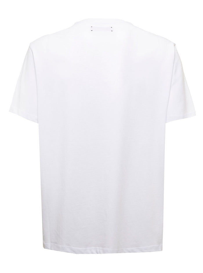 Amiri Mans White Cotton T-Shirt With Logo Print Tshirts And Polo Shirts