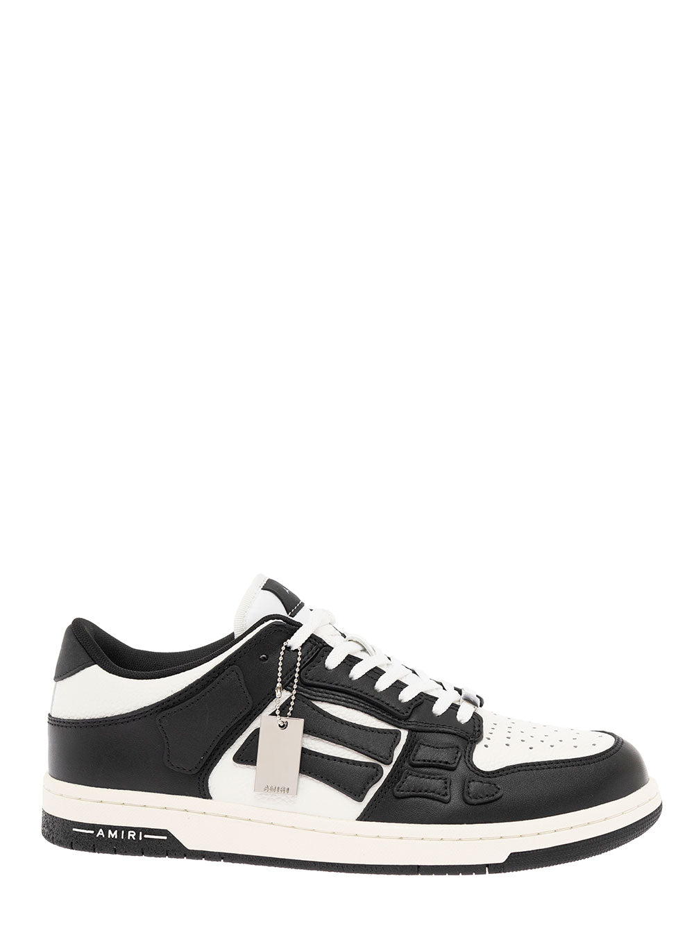Amiri Mans Black And White Leather Low Top Sneakers