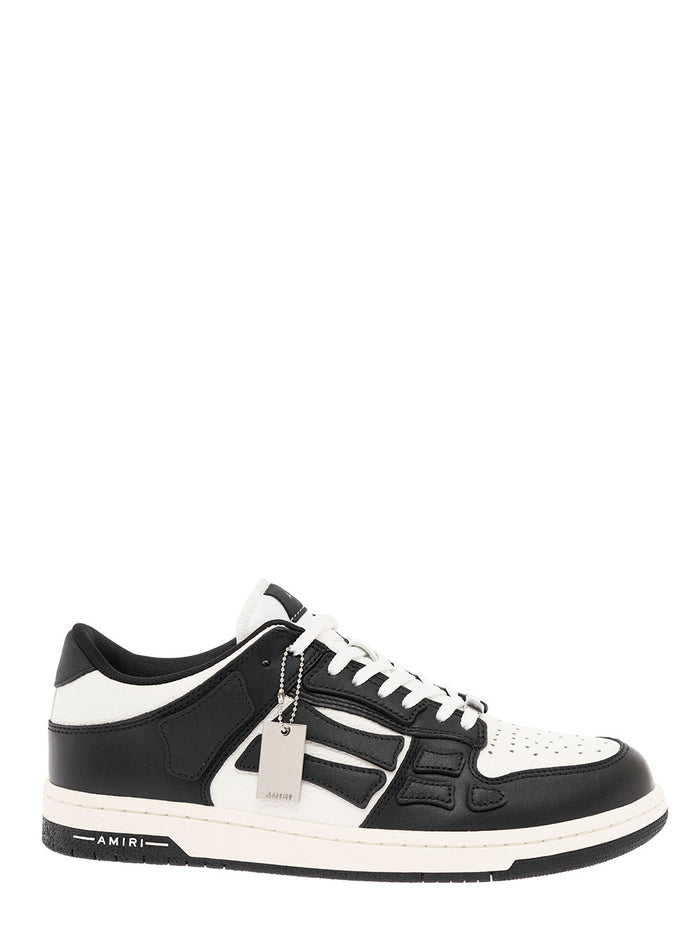 Amiri Mans Black And White Leather Low Top Sneakers