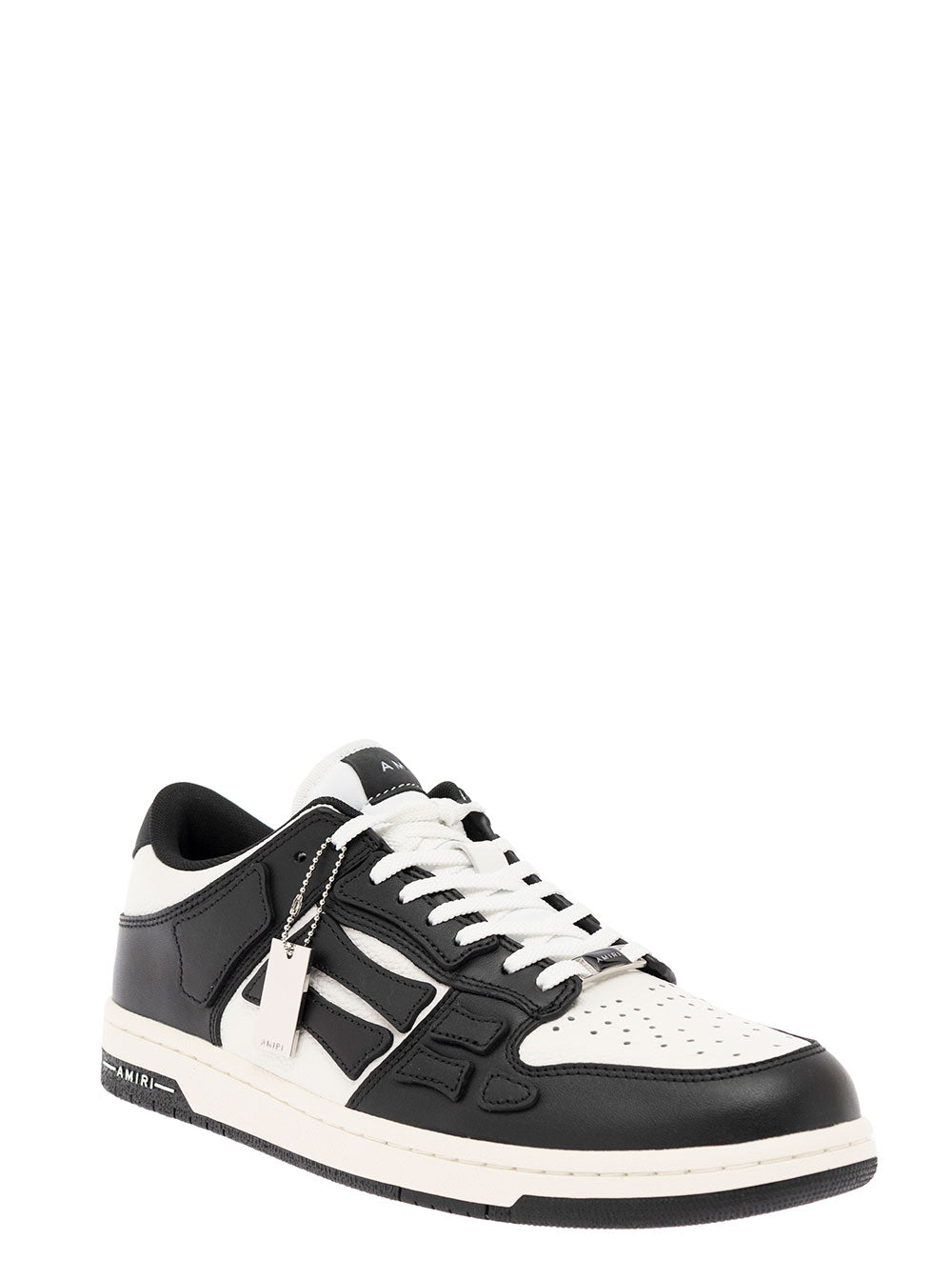 Amiri Mans Black And White Leather Low Top Sneakers
