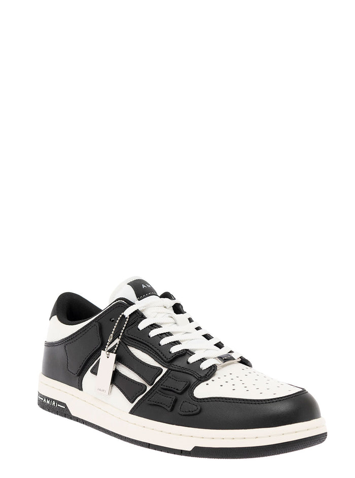 Amiri Mans Black And White Leather Low Top Sneakers