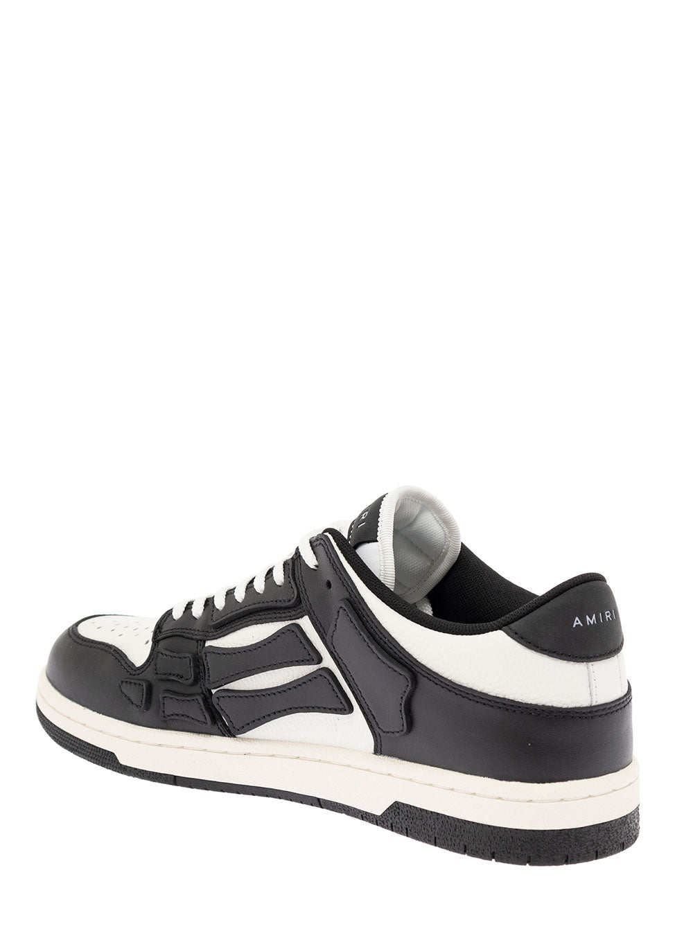 Amiri Mans Black And White Leather Low Top Sneakers