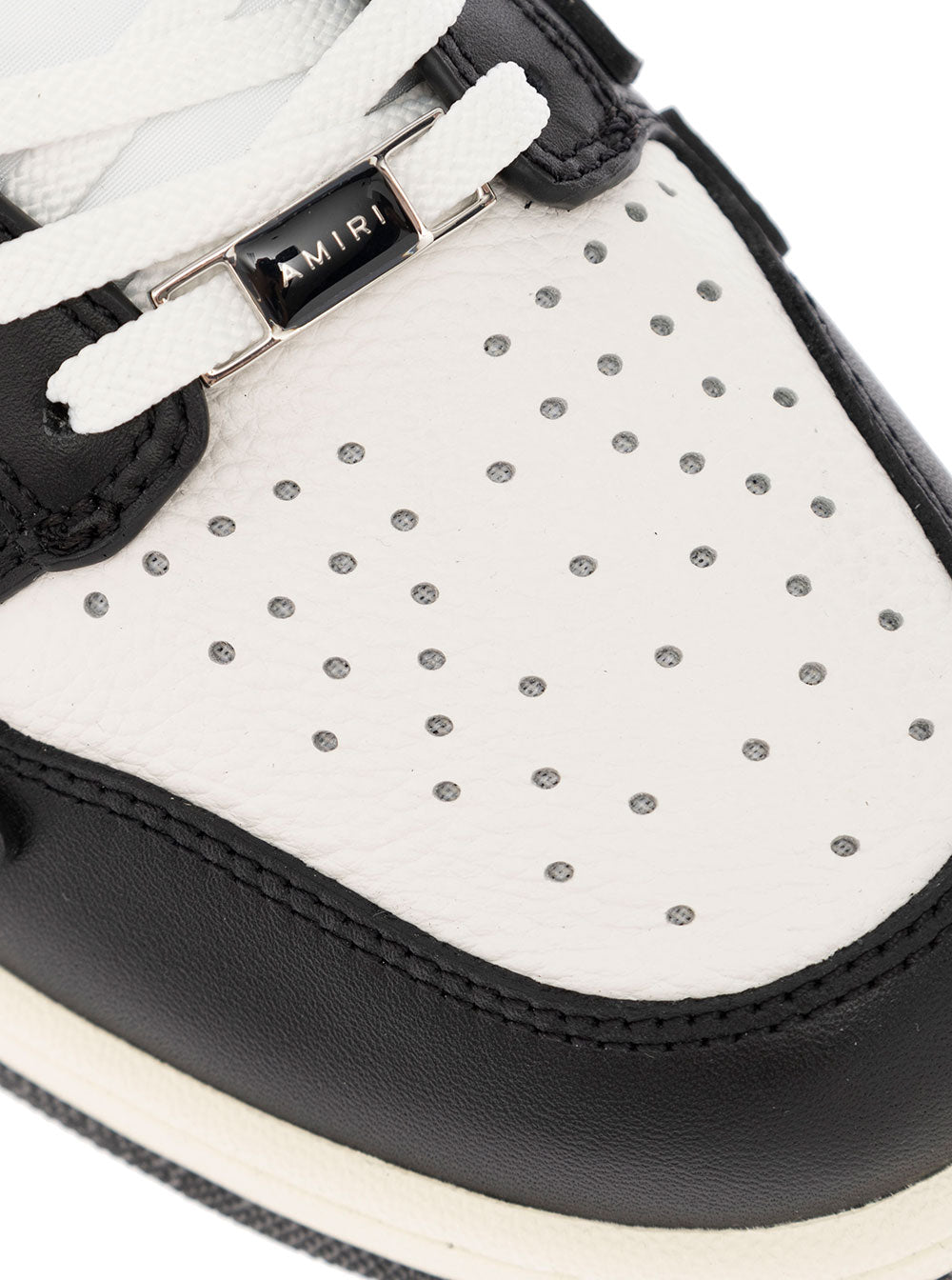 Amiri Mans Black And White Leather Low Top Sneakers