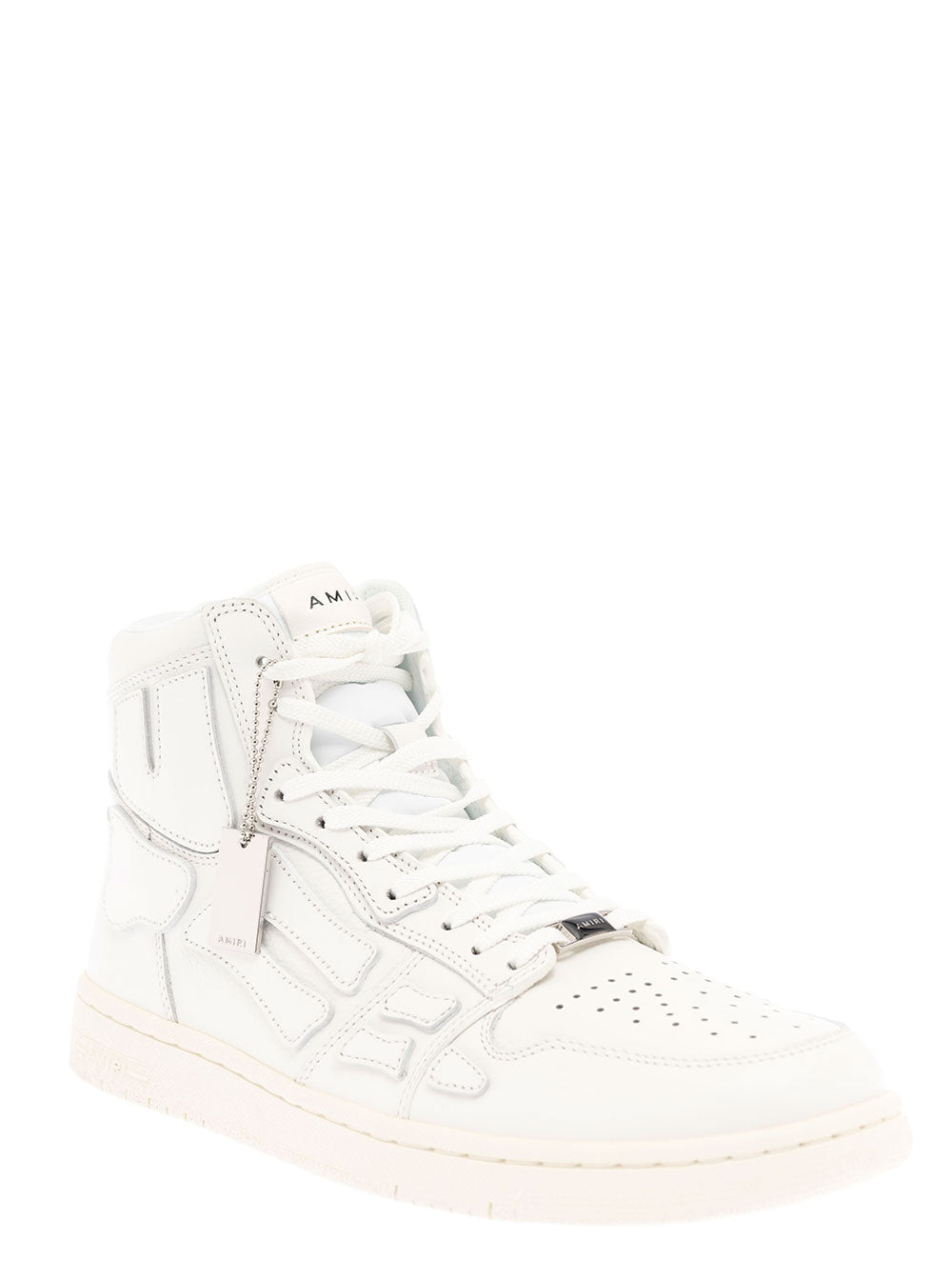Amiri Mans High Top White Leather Sneakers With Logo