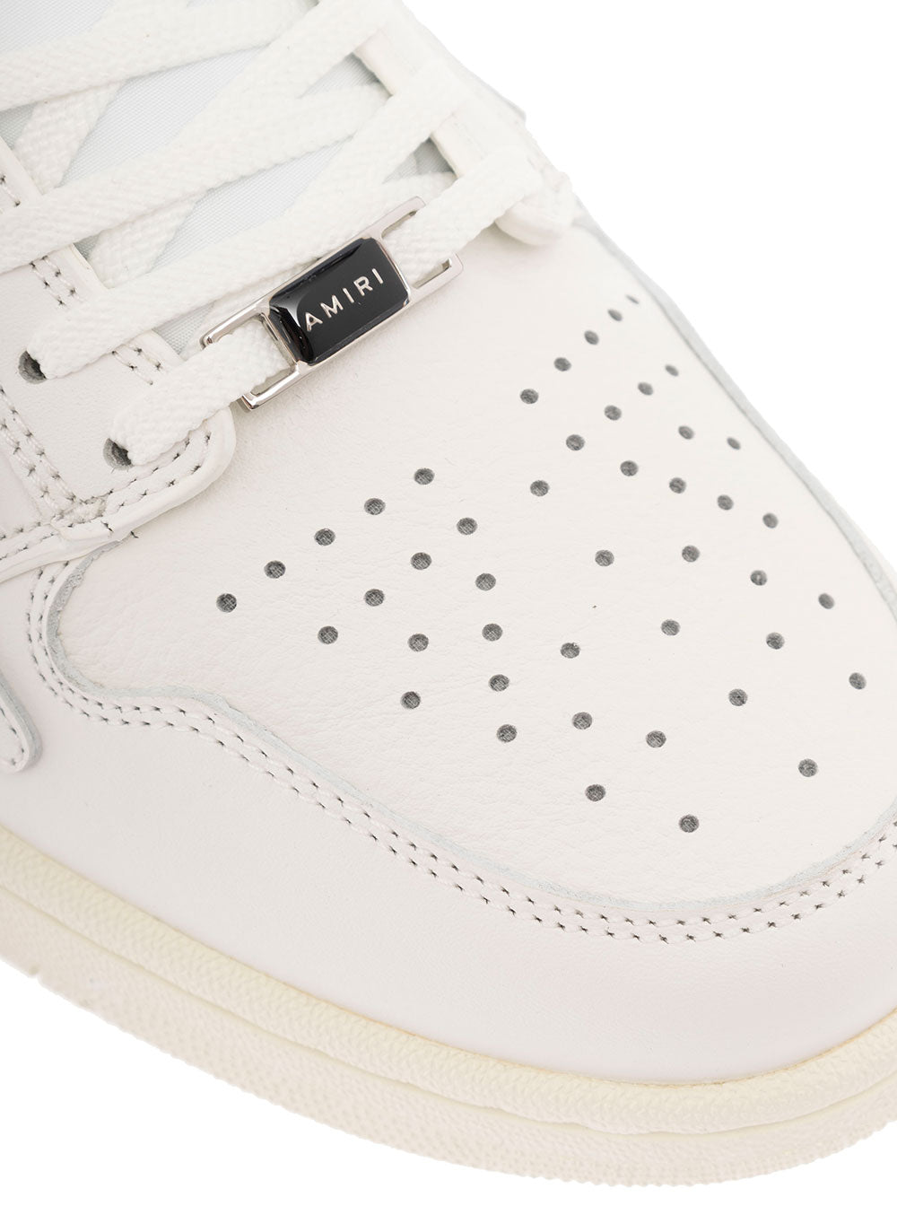 Amiri Mans High Top White Leather Sneakers With Logo