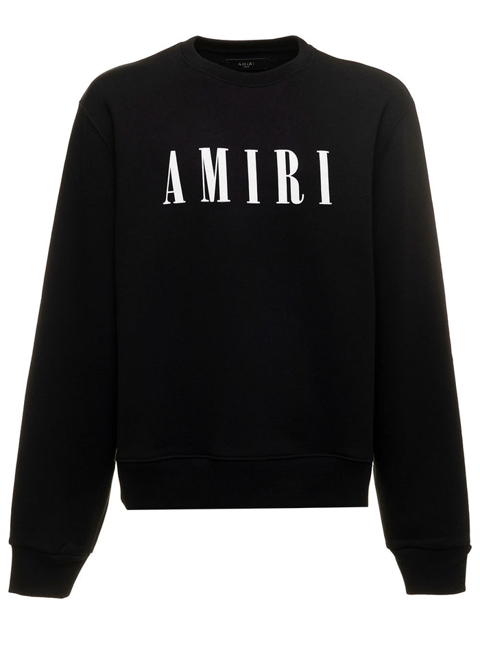 Amiri Mans Black Cotton Crew Neck Sweatshirt With Logo Print Sweatshirts
