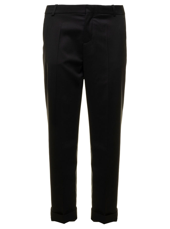 Balmain Mens Black Wool Tailored Trousers