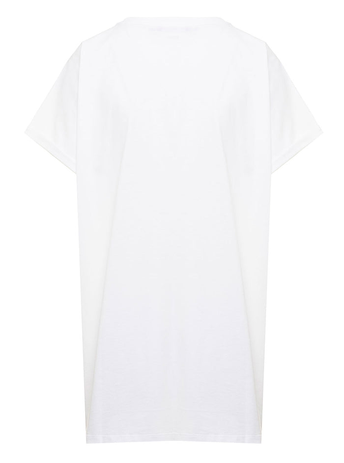 Balmain Womans White Cotton T-Shirt With Strass Logo Tshirts And Polo Shirts