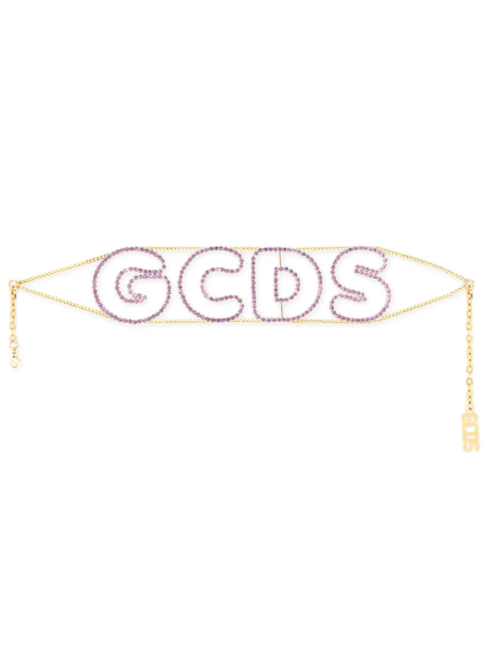 Gcds Womans Andy Necklace With Crystals And Logo Violet Brass Necklaces