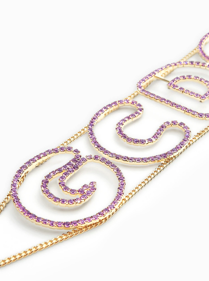 Gcds Womans Andy Necklace With Crystals And Logo Violet Brass Necklaces