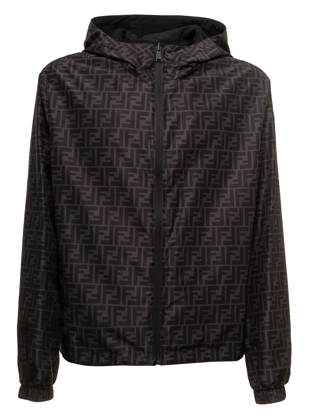 Fendi Mans Ff Reversible Nylon Jacket Brown Polyester