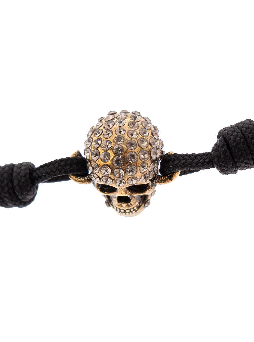 Alexander Mcqueen Womans Pave Skull Black Bracelet Brass
