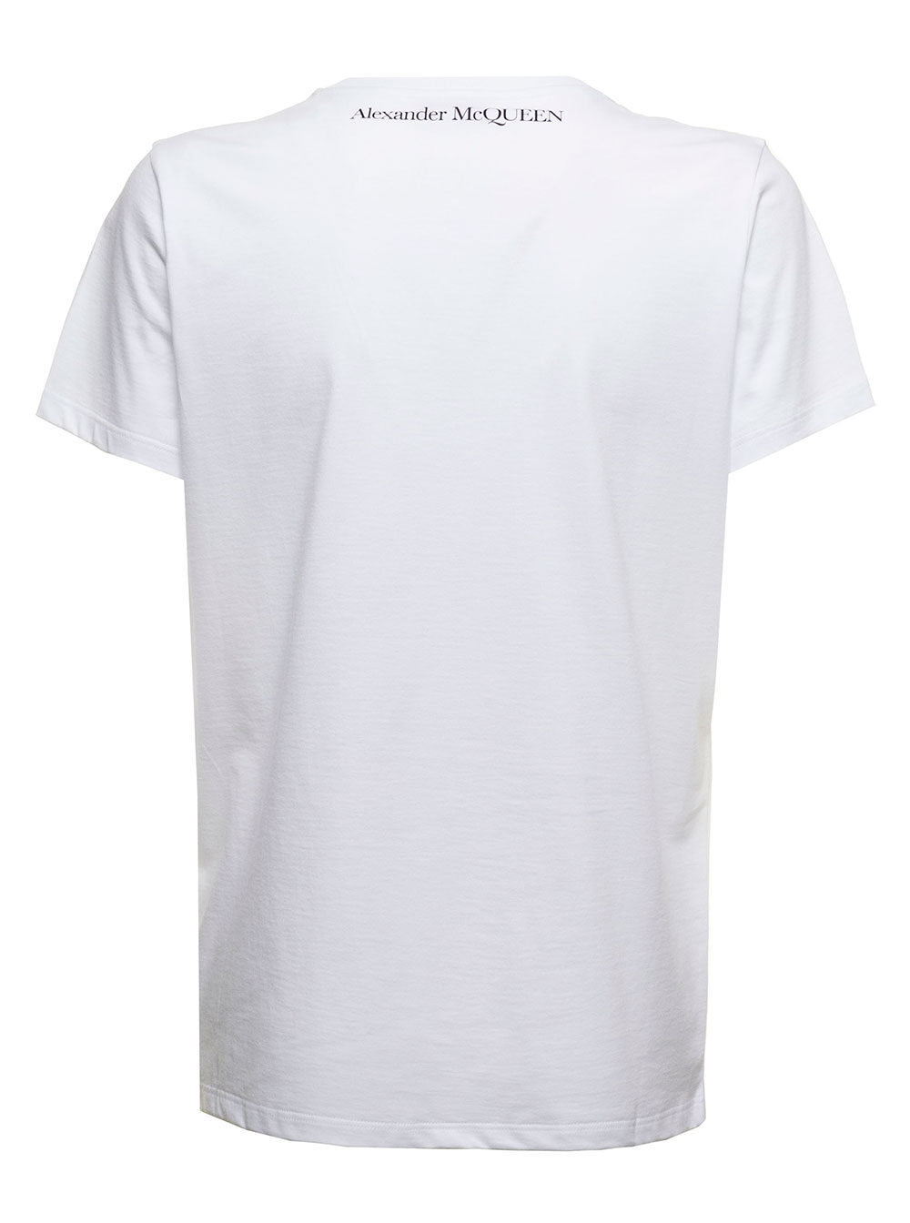 Alexander Mcqueen Womans White Cotton T-Shirt With Carved Love Print Tshirts And Polo Shirts