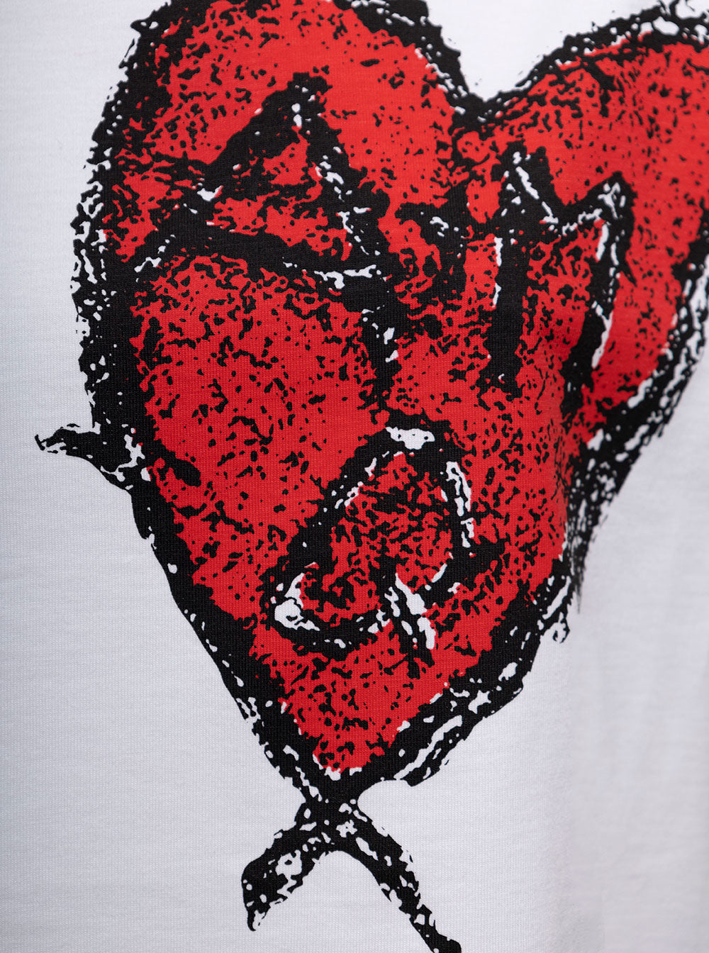 Alexander Mcqueen Womans White Cotton T-Shirt With Carved Love Print Tshirts And Polo Shirts