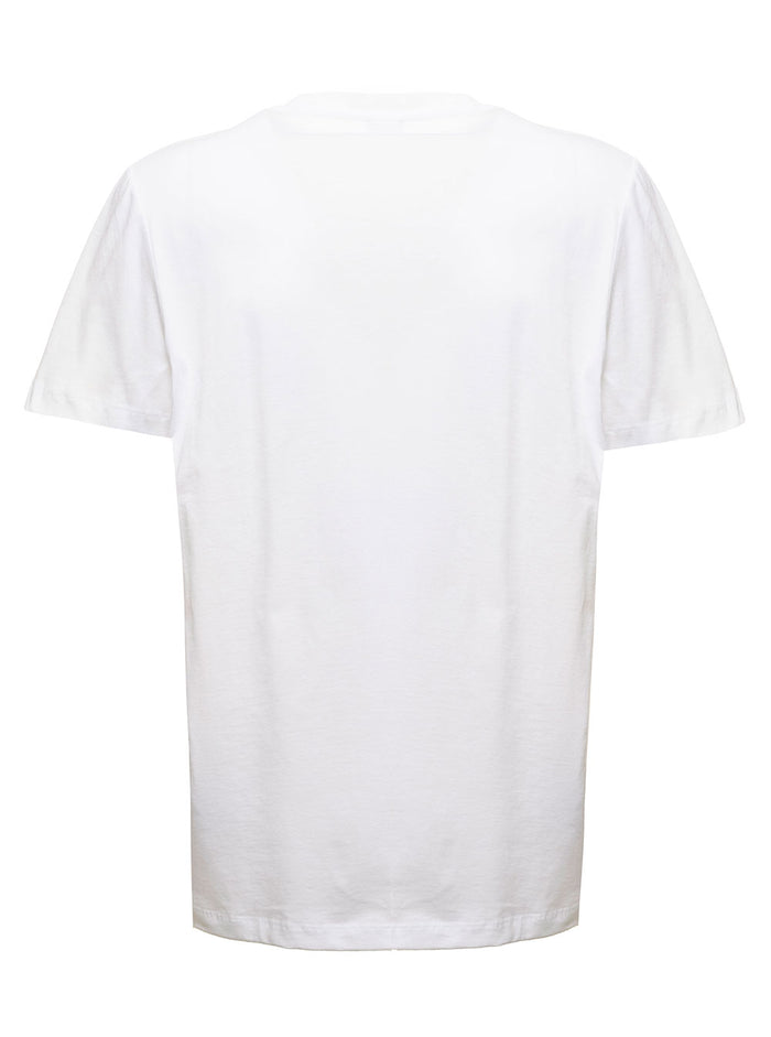 Balmain Woman S White Cotton T-Shirt With Logo Print Organic Tshirts And Polo Shirts