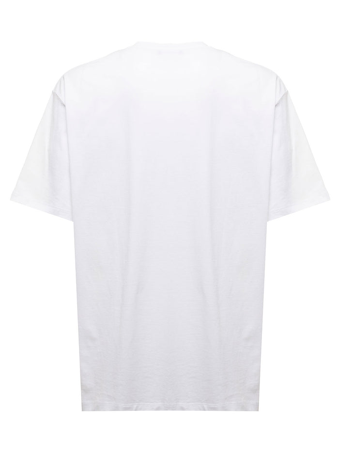 Balmain Mans White Cotton T-Shirt With Coin Flock Print Organic Tshirts And Polo Shirts