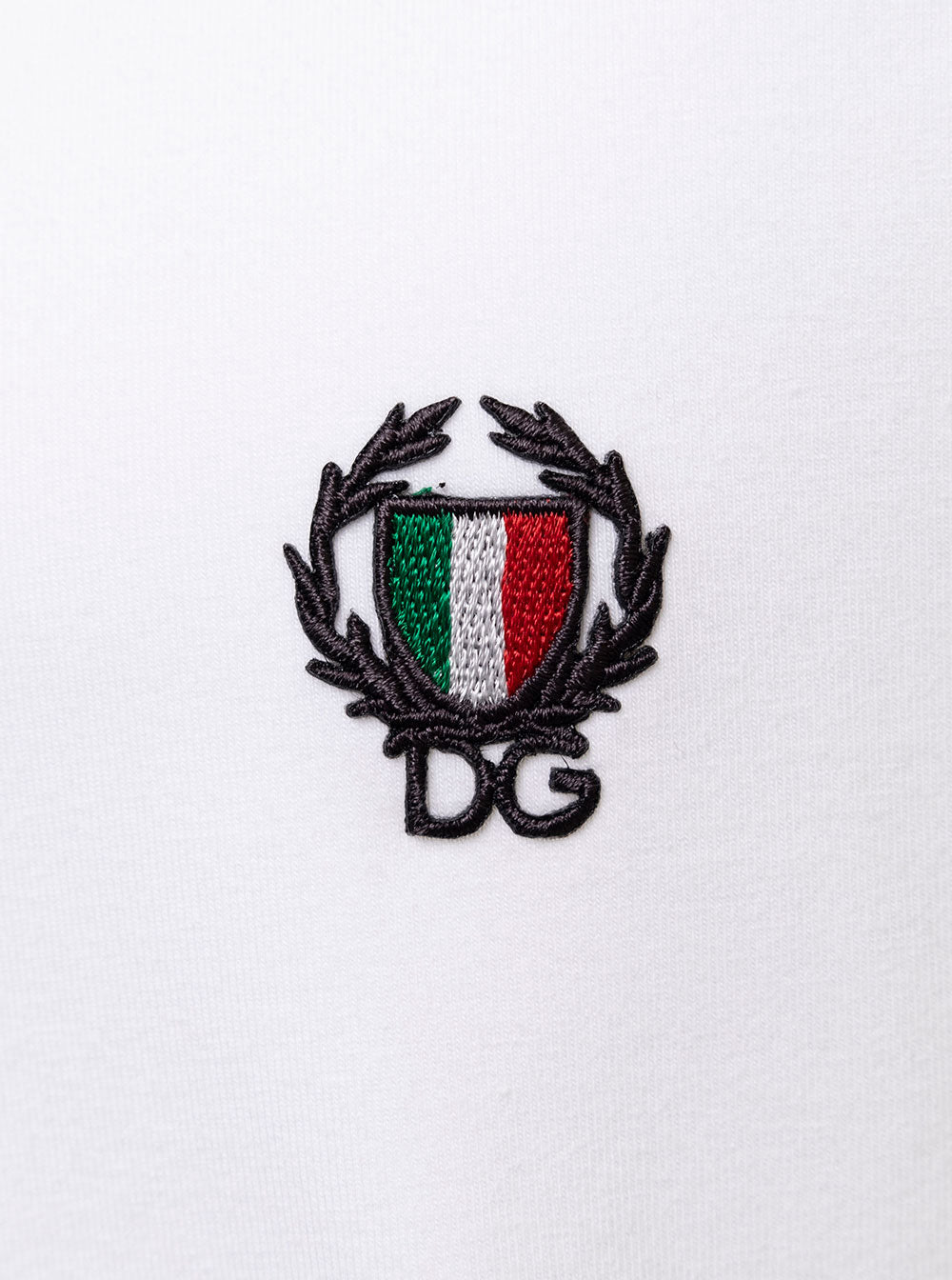 Dolce & Gabbana Mens White Cotton Crew Neck T-Shirt With Logo Detail Elastan Tshirts And Polo Shirts