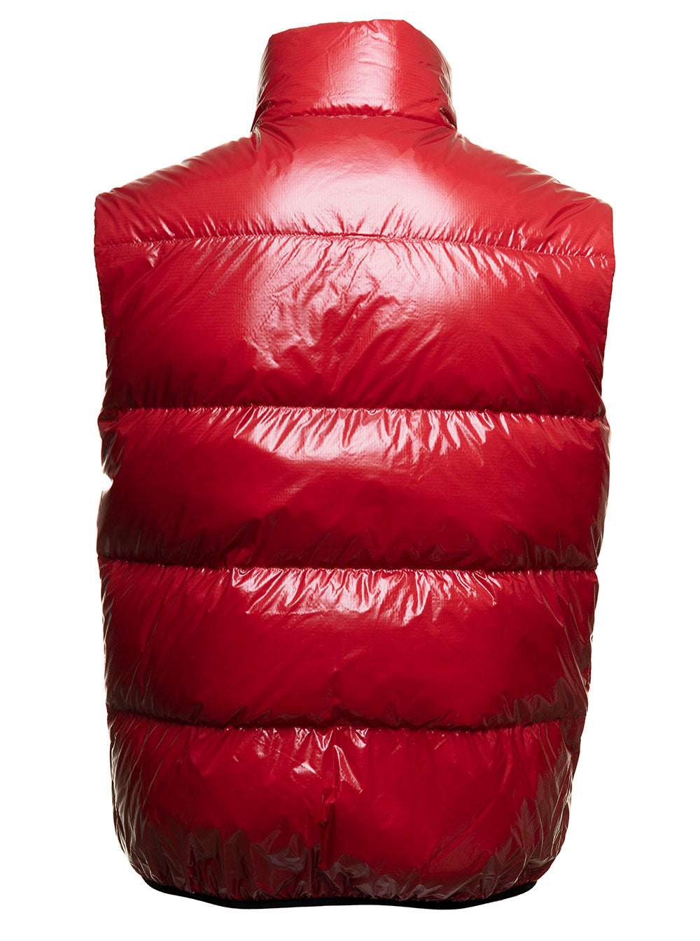 D-Squared2 Mans Shiny Red Nylon Vest With Logo Polyamide Blazers