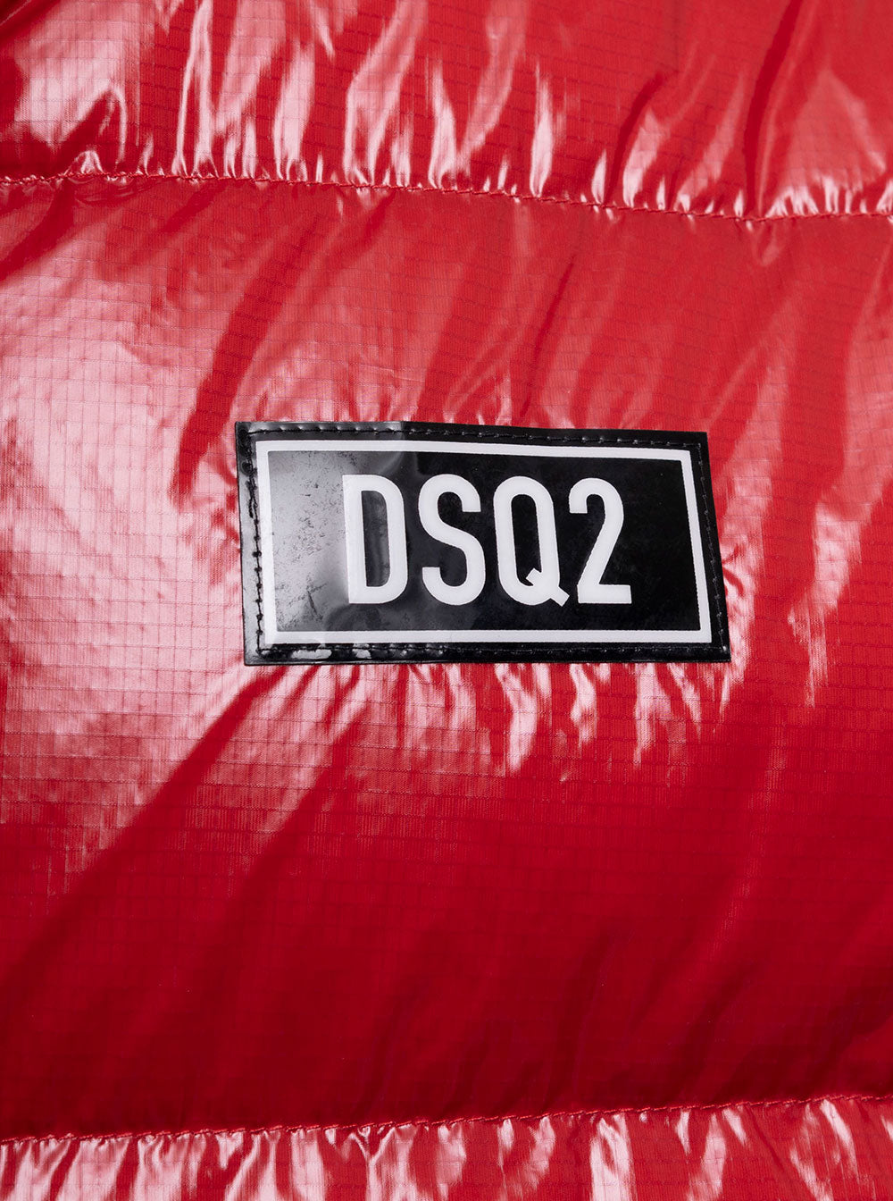 D-Squared2 Mans Shiny Red Nylon Vest With Logo Polyamide Blazers