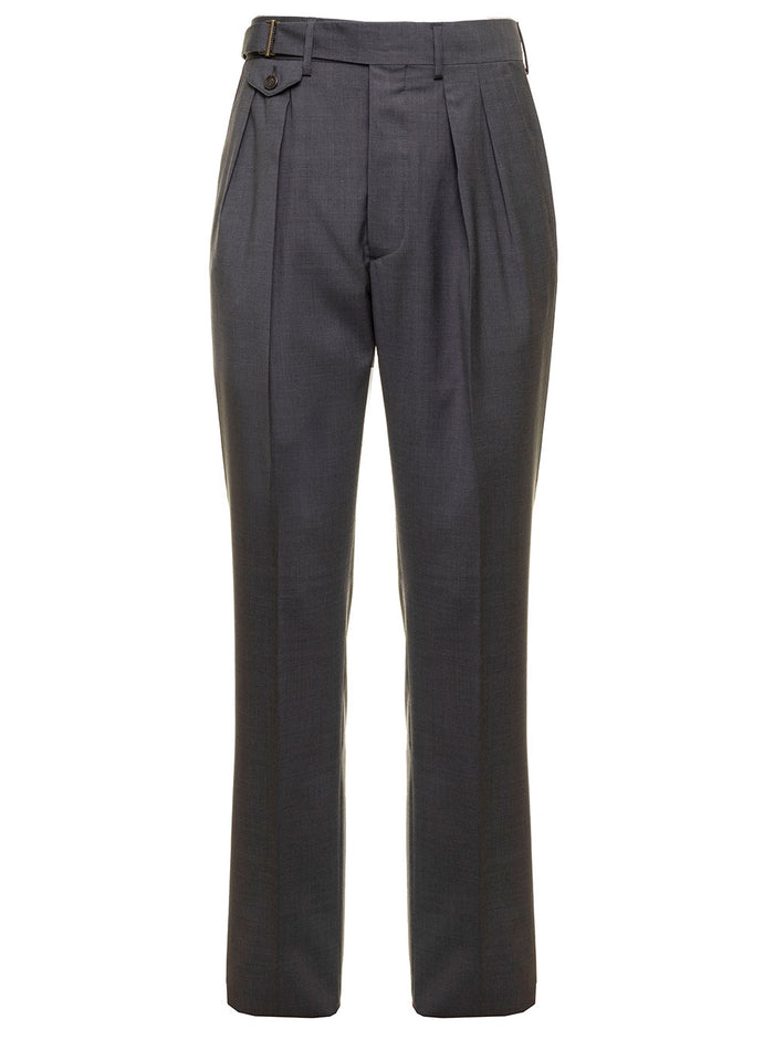 Lardni Mans Anthracite Grey Trousers With Pence Wool
