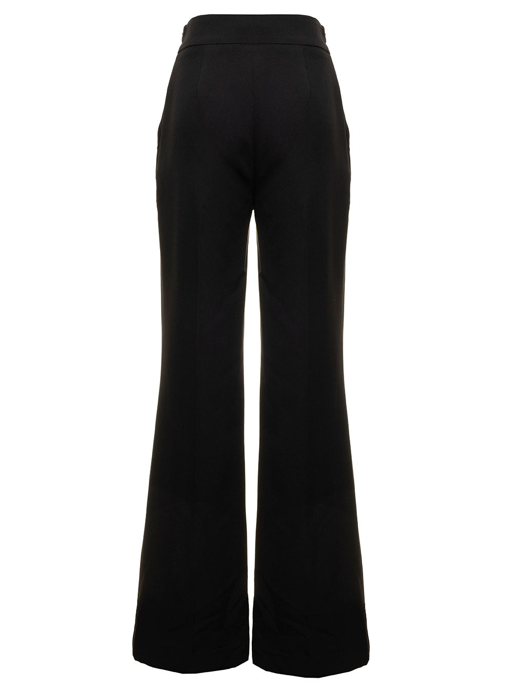 Liu Jo Womans Black Flared Pants With Buttons Polyester Elastane Trousers