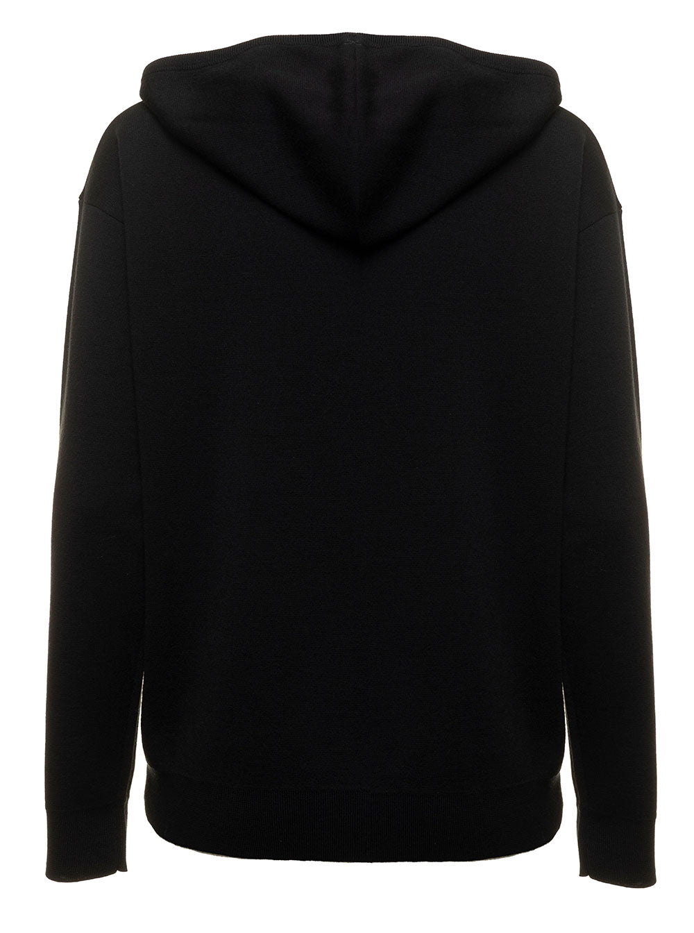 Maxmara Womans Edy Black Wool Hoodie With Logo Virgin Sweatshirts