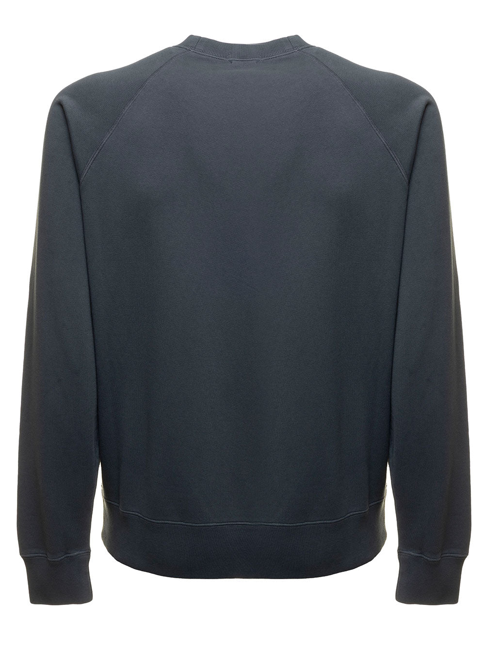 Tom Ford Mans Washed Grey Cotton Crew Neck Sweatshirt Blu Sweatshirts
