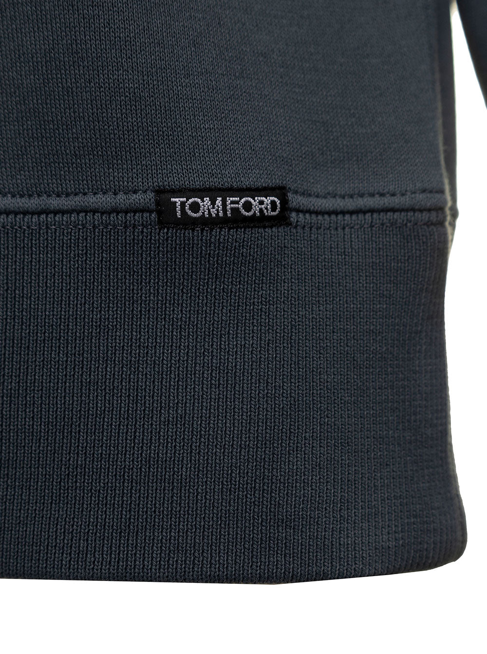 Tom Ford Mans Washed Grey Cotton Crew Neck Sweatshirt Blu Sweatshirts