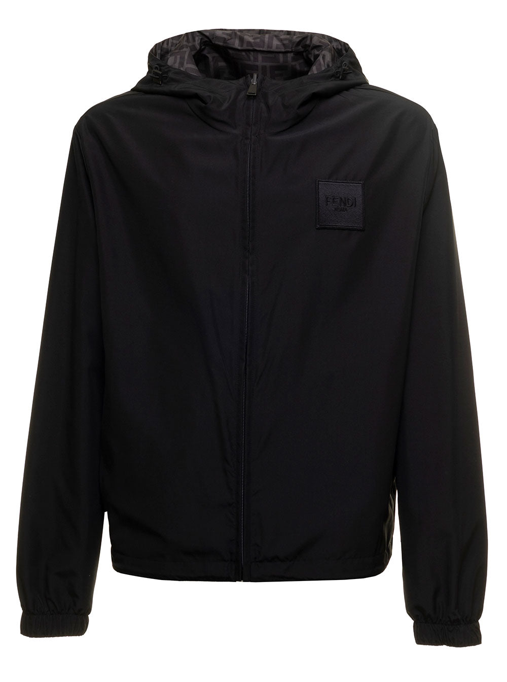 Fendi Mans Ff Reversible Nylon Jacket Brown Polyester