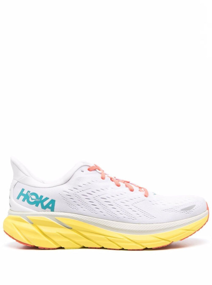 Hoka One Mans Clifton 8 Multicolor Fabric Sneakers White