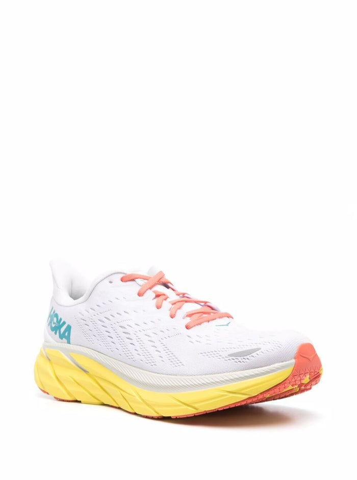 Hoka One Mans Clifton 8 Multicolor Fabric Sneakers White