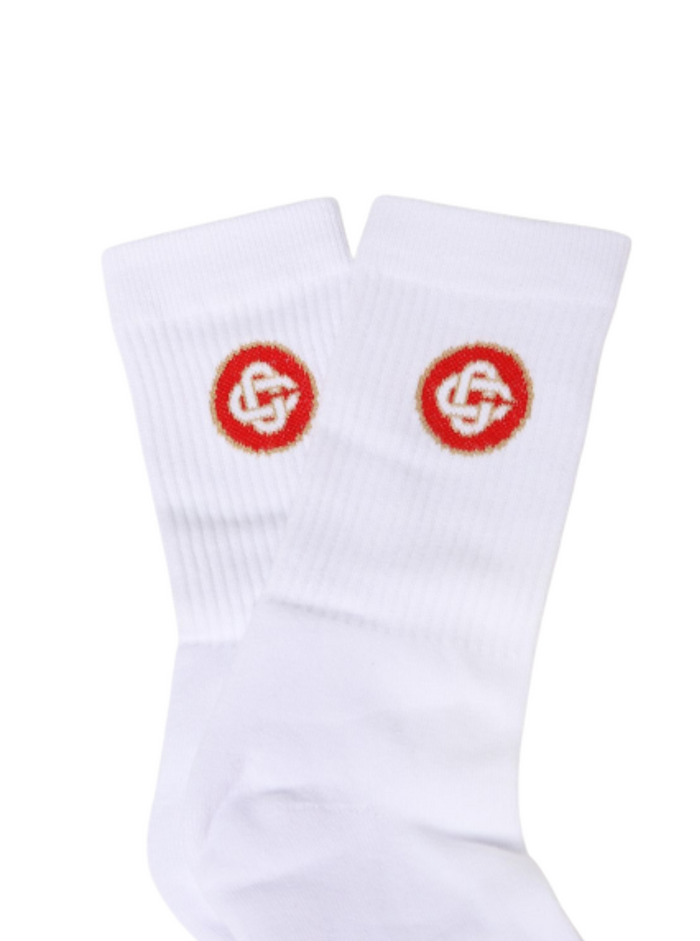 Casablanca Mans White Cotton Sport Socks With Logo Polyamide Spandex Underwear
