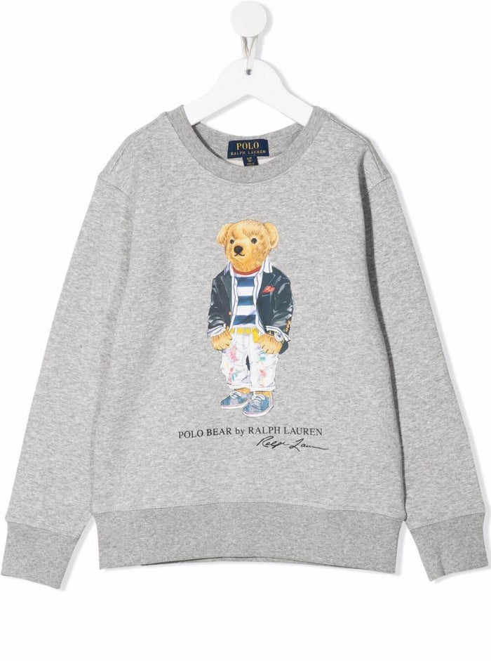 Polo Ralph Lauren Kids Girls Grey Cotton Sweatshirt With Logo Print Polyester Sweatshirts