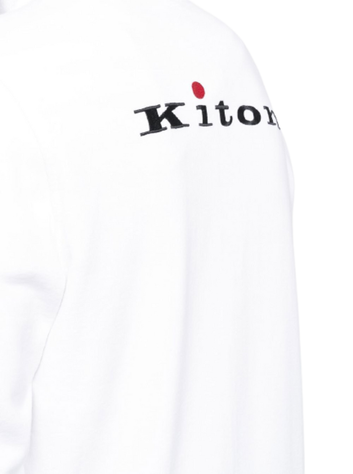 White Cotton Hoodie With Logo Kiton Man Sweatshirts
