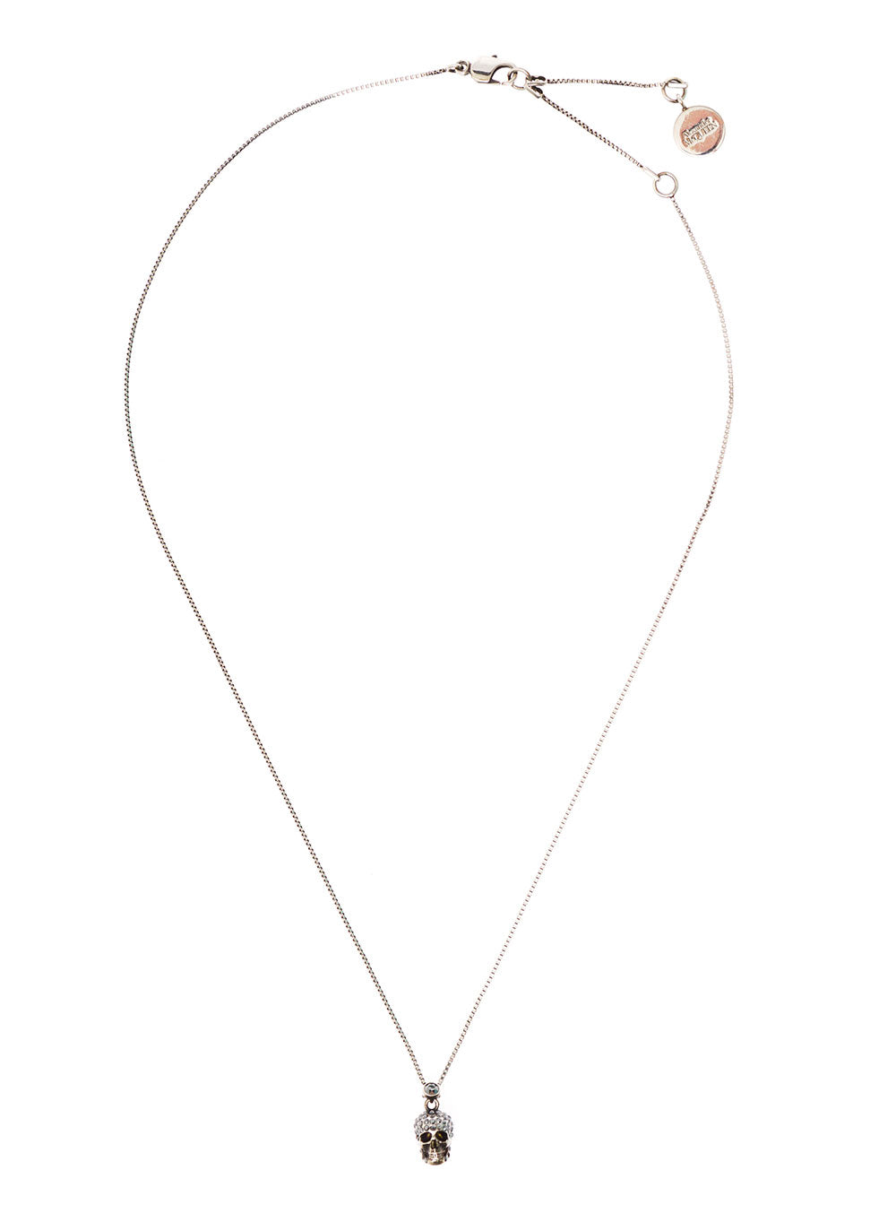 Alexander Mc Queen Womans Pave Skull Brass Necklace Metallic Necklaces