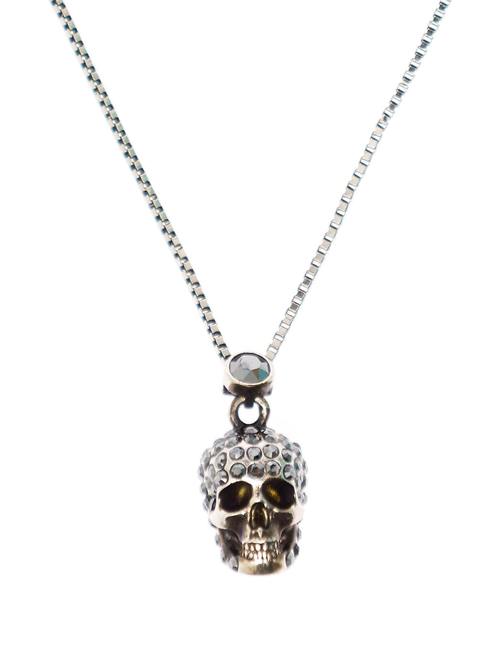 Alexander Mc Queen Womans Pave Skull Brass Necklace Metallic Necklaces