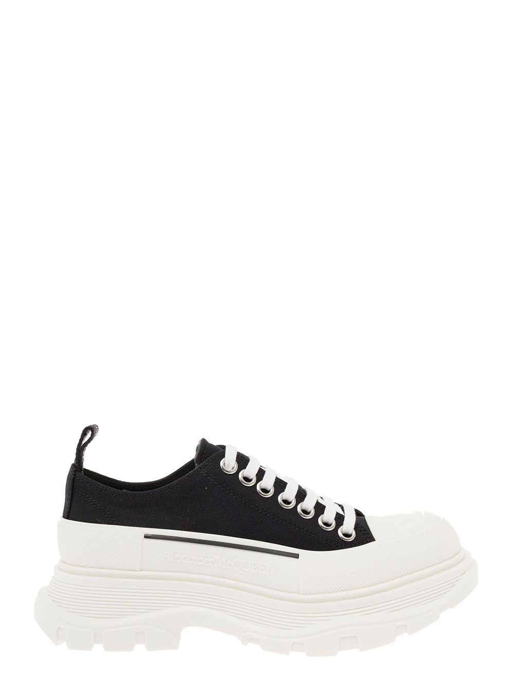 Alexander Mcqueen Womans Tread Slick Black Cotton Sneakers