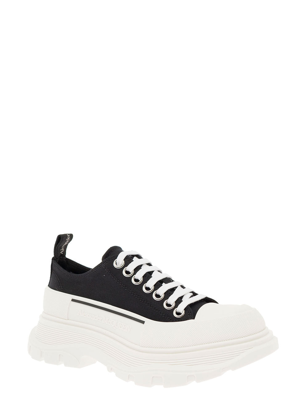 Alexander Mcqueen Womans Tread Slick Black Cotton Sneakers