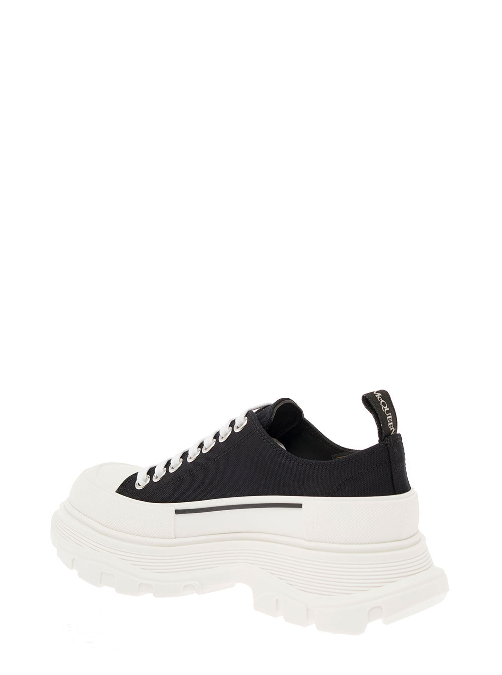 Alexander Mcqueen Womans Tread Slick Black Cotton Sneakers