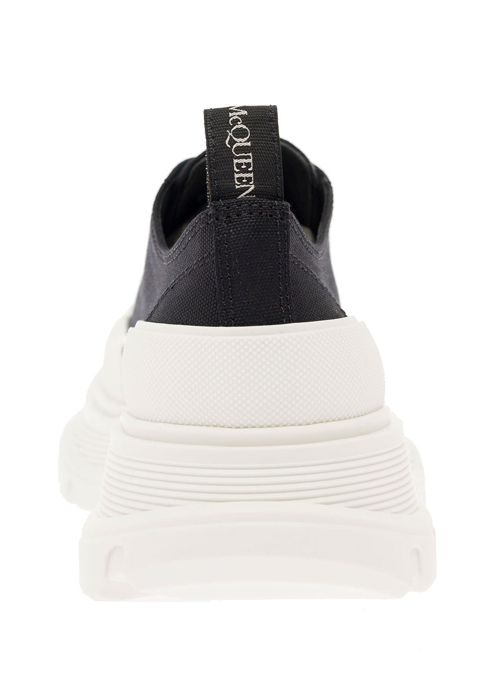 Alexander Mcqueen Womans Tread Slick Black Cotton Sneakers