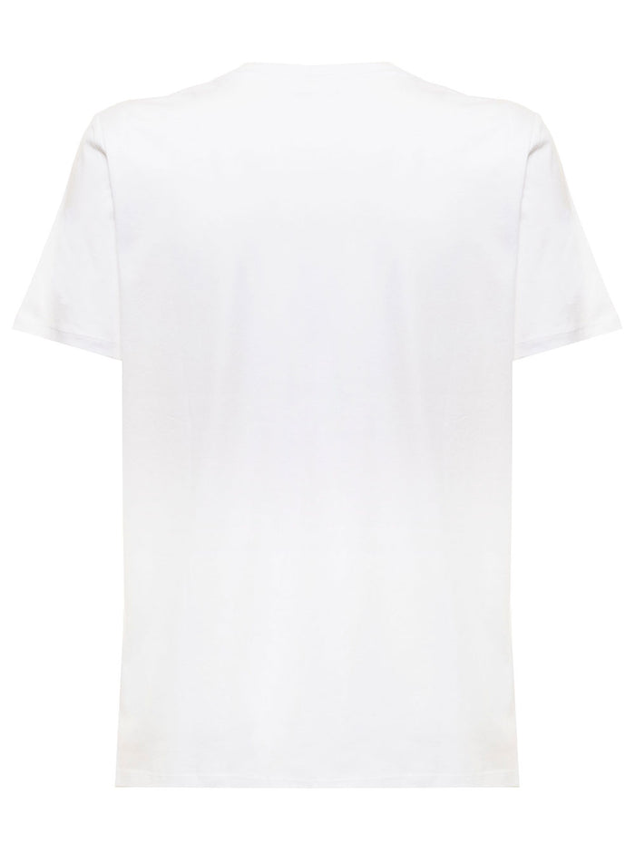 Balmain Womans White Cotton T-Shirt With Logo Print Tshirts And Polo Shirts