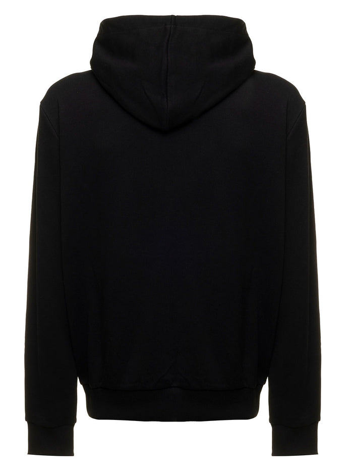 Balmain Mans Black Cotton Hoodie With Logo Print Sweatshirts