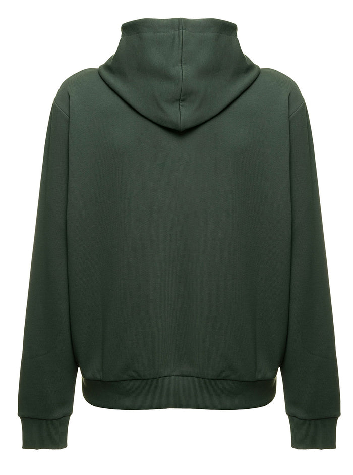 Balmain Mans Green Cotton Hoodie With Logo Print Sweatshirts