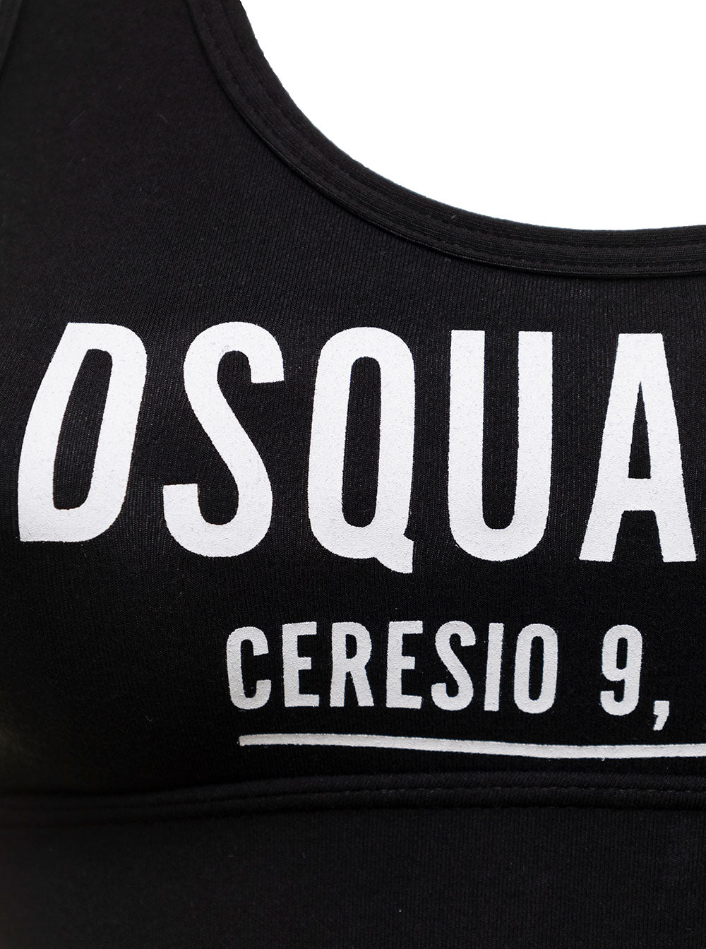 d-Squaured2 Woman S Black Stretch Cotton Top With Logo Print Elastane Tops