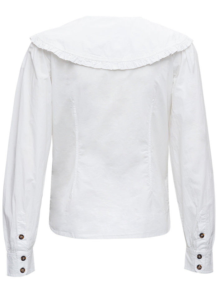 Ganni Womans White Popeline Shirt Organic Cotton And Blouses