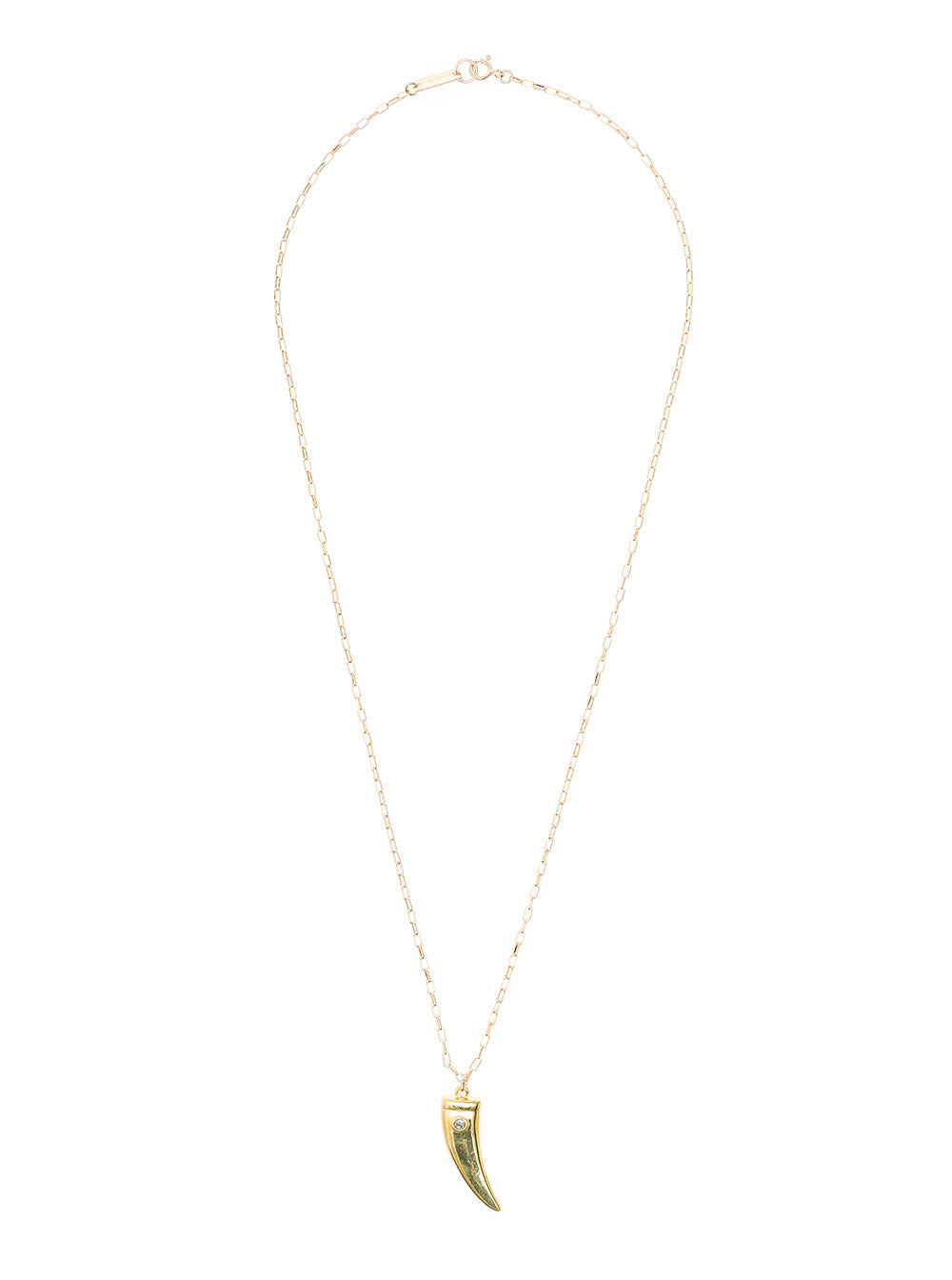 Isabel Marant Womans Long Metal Necklace With Gold Colored Horn Pendant Metallic Etain Laiton Glass Necklaces