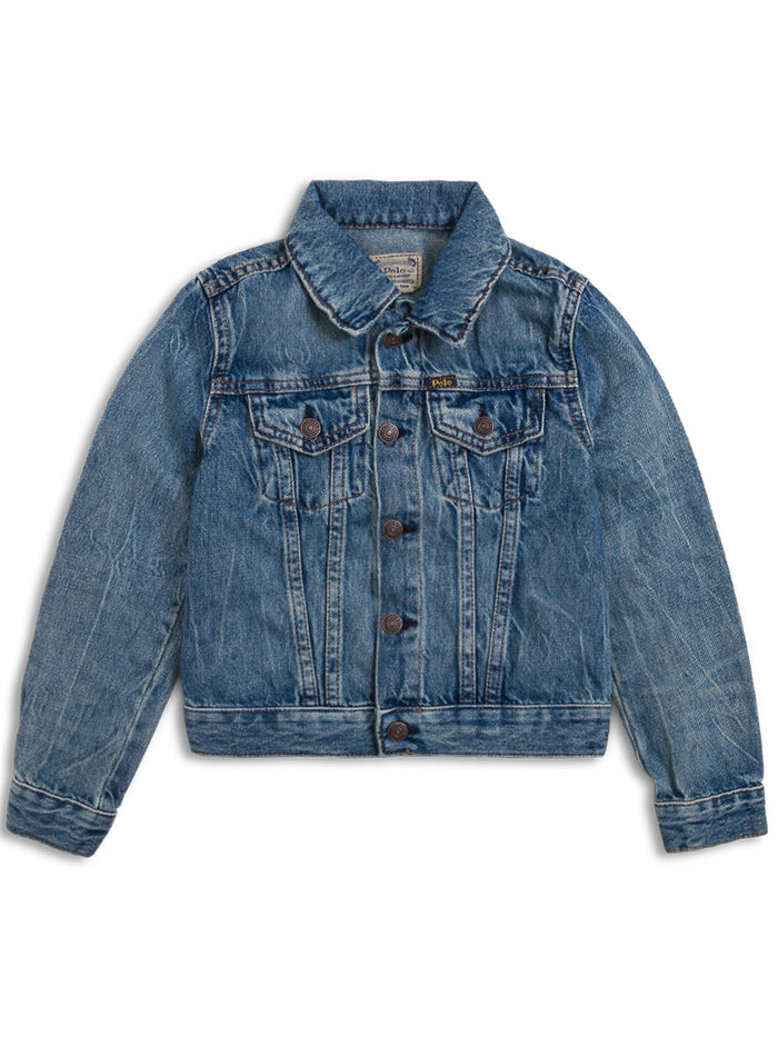 Polo Ralph Lauren Kids Girls Denim Jacket With Pockets Blu Cotton (recycled)